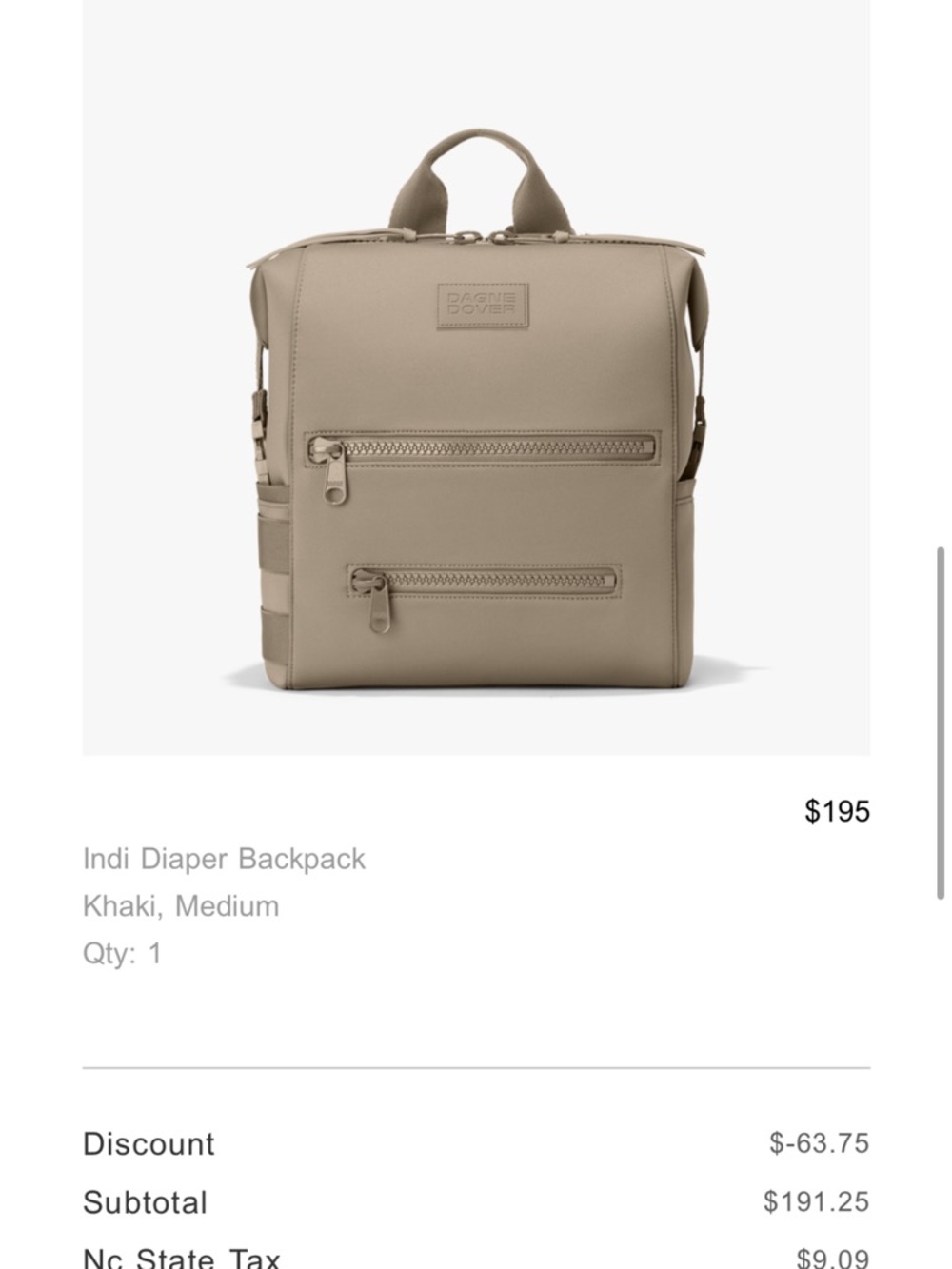 Dagne Dover Medium Indi Diaper Backpack & Joey Changing Pad- Khaki